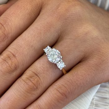 9ct Yellow Gold Lab Diamond Three Stone Ring