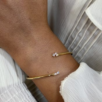 Sterling Silver Gold Plated Cubic Zirconia Flexi Bracelet