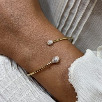 Sterling Silver Gold Plated Cubic Zirconia Flexi Bangle
