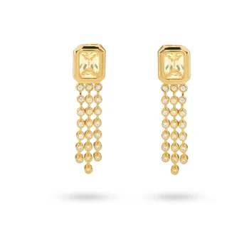 24Kae Yellow Gold Rectangular and Strand Drop Earrings