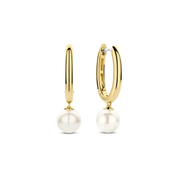 Ti Sento Milano Gold Oval Pearl Drop Earrings