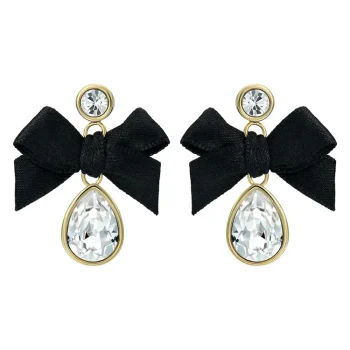 Ted Baker Gold Black Bow Crystal Earrings