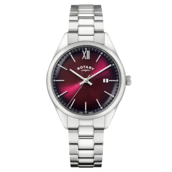 Rotary Gents Silver Burgundy Heritage Watch