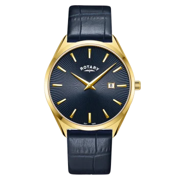 Rotary Gents Navy Dial Navy Leather Strap Watch
