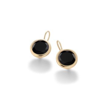 Aquaforte Gold Round Black Earrings