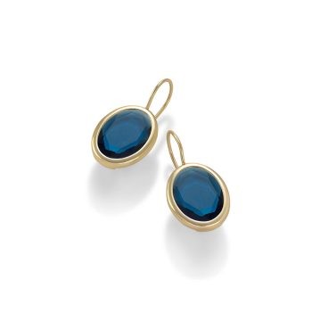 Aquaforte Gold Oval Blue Earrings