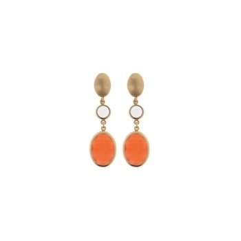 Aquaforte Gold Orange Glass Drop Earrings