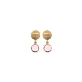 Aquaforte Brushed Gold & Pale Pink Drop Earrings