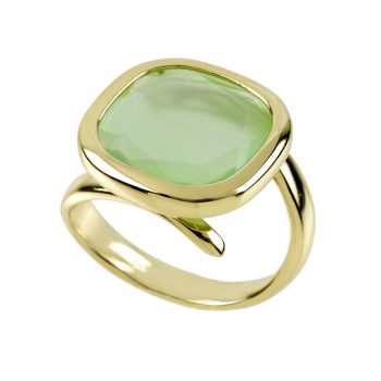 Aquaforte Adjustable Gold Milky Green Stone Ring