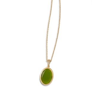 Aquaforte Gold Oval Green Glass Pendant