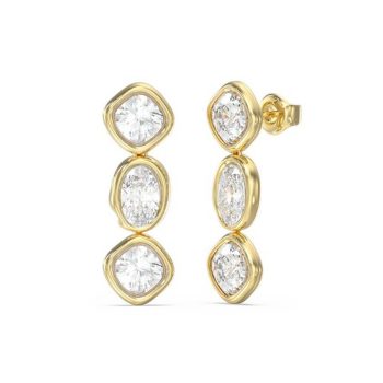 Guess Gold Clear Stone 3 Stone Drop Earring