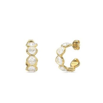 Guess Gold Clear Stone Hoop Earrings