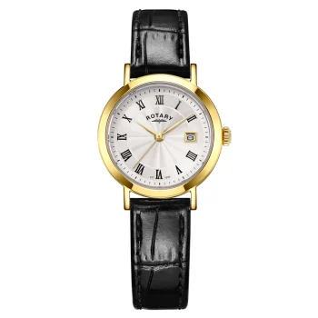 Rotary Ladies Black Leather Strap Heritage Watch