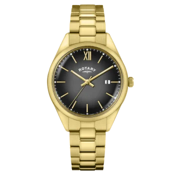 Rotary Gents Gold Black Dial Heritage Watch