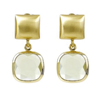Aquaforte Gold Pale Green Stone Drop Earrings