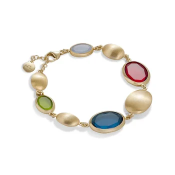 Aquaforte Brushed Gold and Multicolour Stone Bracelet