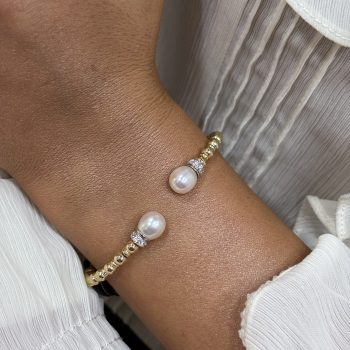 Sterling Silver Gold Plated Flexi Rope Pearl Bracelet