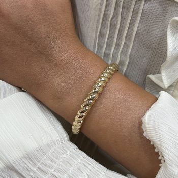 Sterling Silver Gold Plated Croissant Style Bangle