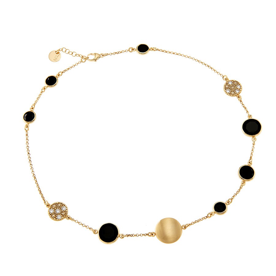 Aquaforte Gold Black & Cubic Zirconia Necklet