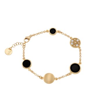 Aquaforte Gold Reversible Black and Cubic Zirconia Bracelet