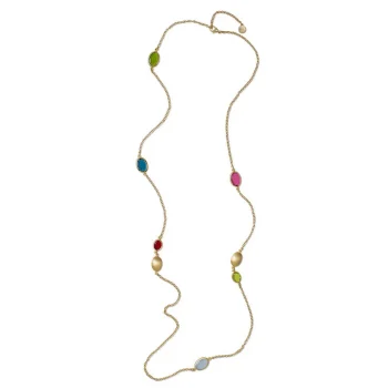 Aquaforte Gold Long Coloured Stone Necklace