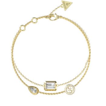 Guess Gold Three Charm Double Bracelet