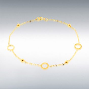 9ct Yellow Gold Circle and Bead Bracelet
