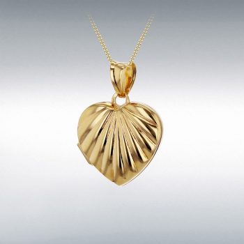 9ct Yellow Gold Ribbed Heart Locket