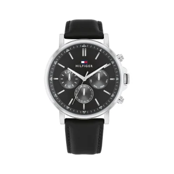 Tommy Hilfiger Gents Black Leather Strap Watch