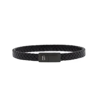 Steel & Barnett Black Riley Leather Bracelet