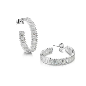 Newbridge Silver Baguette Hoop Earrings