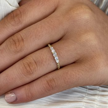 9ct Yellow Gold 5 Stone Cubic Zirconia Braided Band Ring