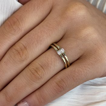 9ct Yellow Gold Double Band Cubic Zirconia Ring