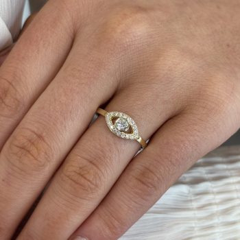 9ct Yellow Gold Cubic Zirconia Eye Ring