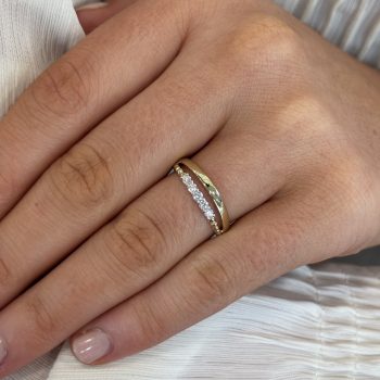 9ct Yellow Gold Double Row Cubic Zirconia Ring