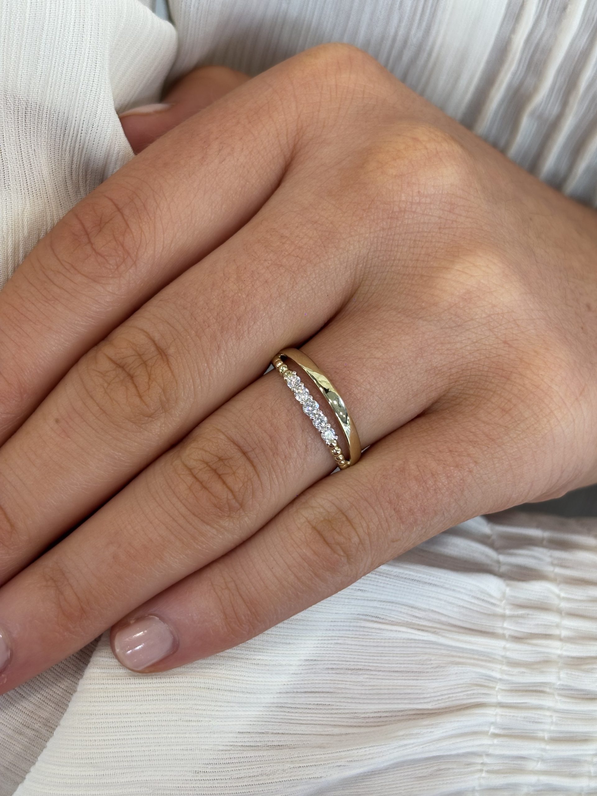 9ct Yellow Gold Double Row Cubic Zirconia Ring