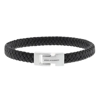 Steel & Barnett Black Archie Leather Bracelet
