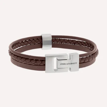 Steel & Barnett Brown Casual Cole Leather Bracelet