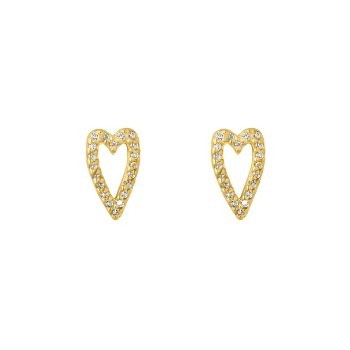 9ct Yellow Gold Cubic Zirconia Heart Stud Earrings
