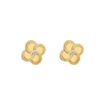 9ct Yellow Gold Diamond Cut Clover Earrings