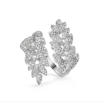 Newbridge Silver Crystal Leaf Adjustable Ring