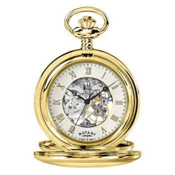 Rotary Gents Gold Skeleton Automatic Pocket Watch