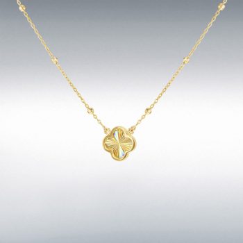 9ct Yellow Gold Rainbow Cut Clover Petal Pendant
