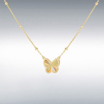 9ct Yellow Gold Rainbow Cut Butterfly Pendant