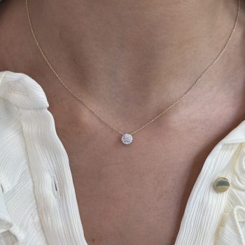 14ct Yellow Gold Lab Diamond Cluster Solitaire Pendant