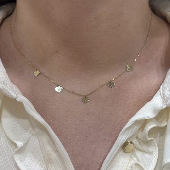 14ct Yellow Gold Heart Disc Necklet