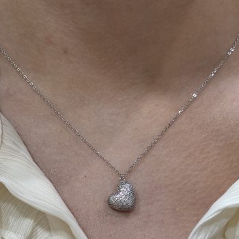 Absolute Sterling Silver Pave Heart Pendant