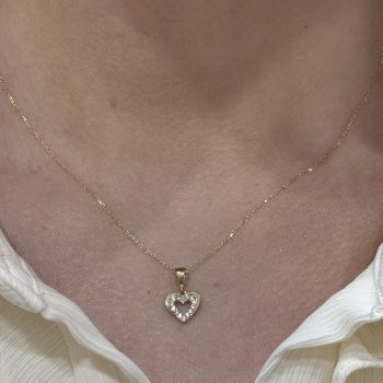 9ct Yellow Gold Cubic Zirconia Open Heart Pendant