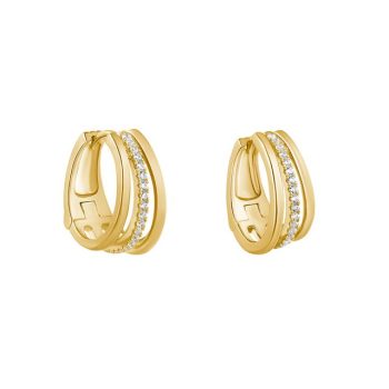 Sterling Silver Gold Plated Cubic Zirconia Huggie Hoop Earrings