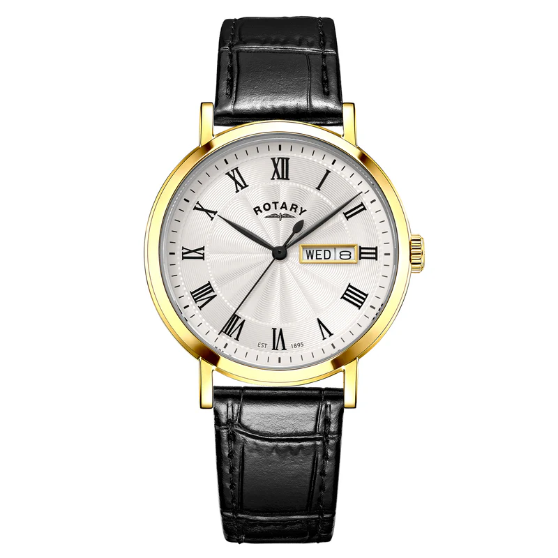 Rotary Gents Black Leather Strap Heritage Watch